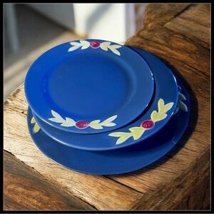 Vintage Coors Pottery Rosebud Early Blue three piece set